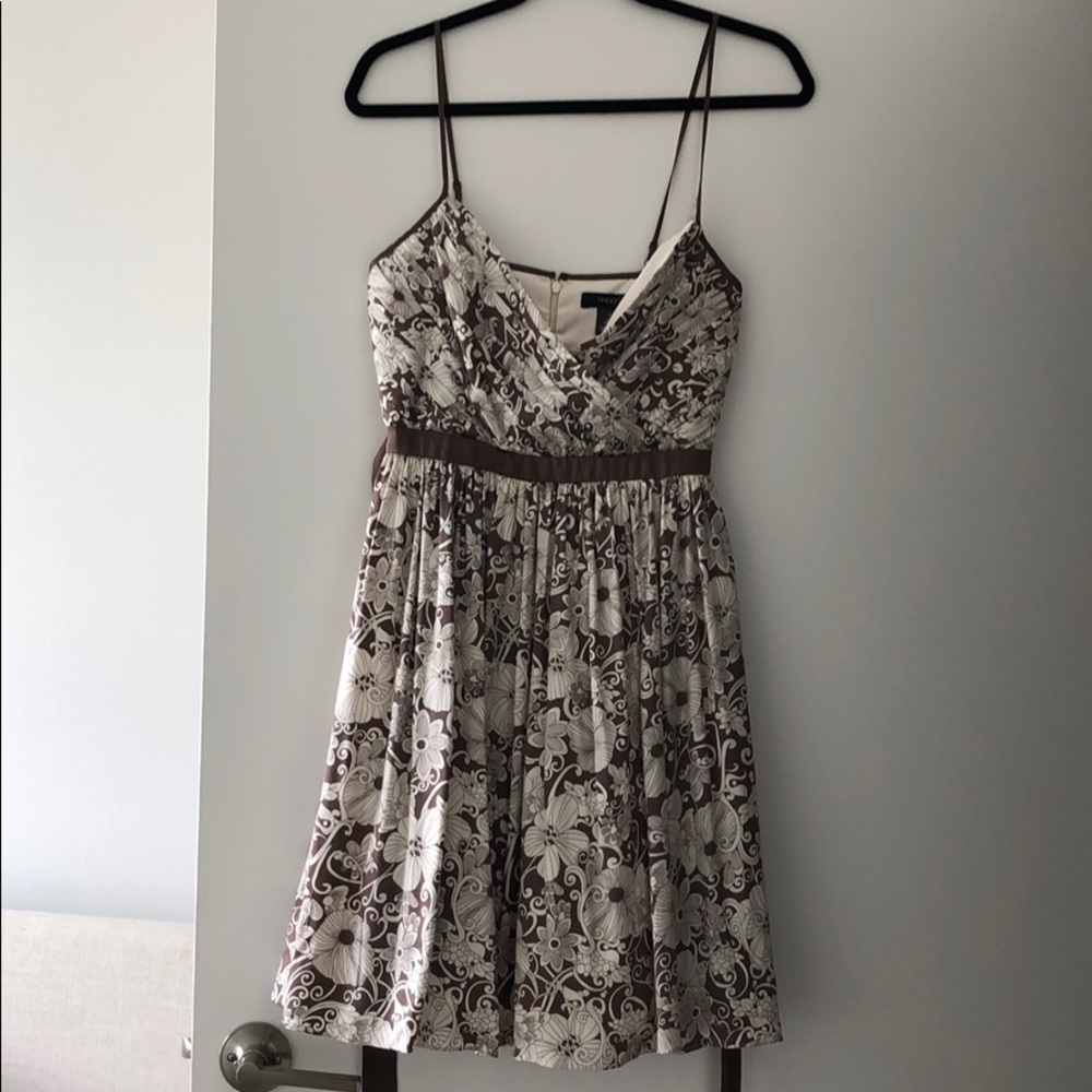 Arden B Brown Silk Floral Print Cocktail Dress